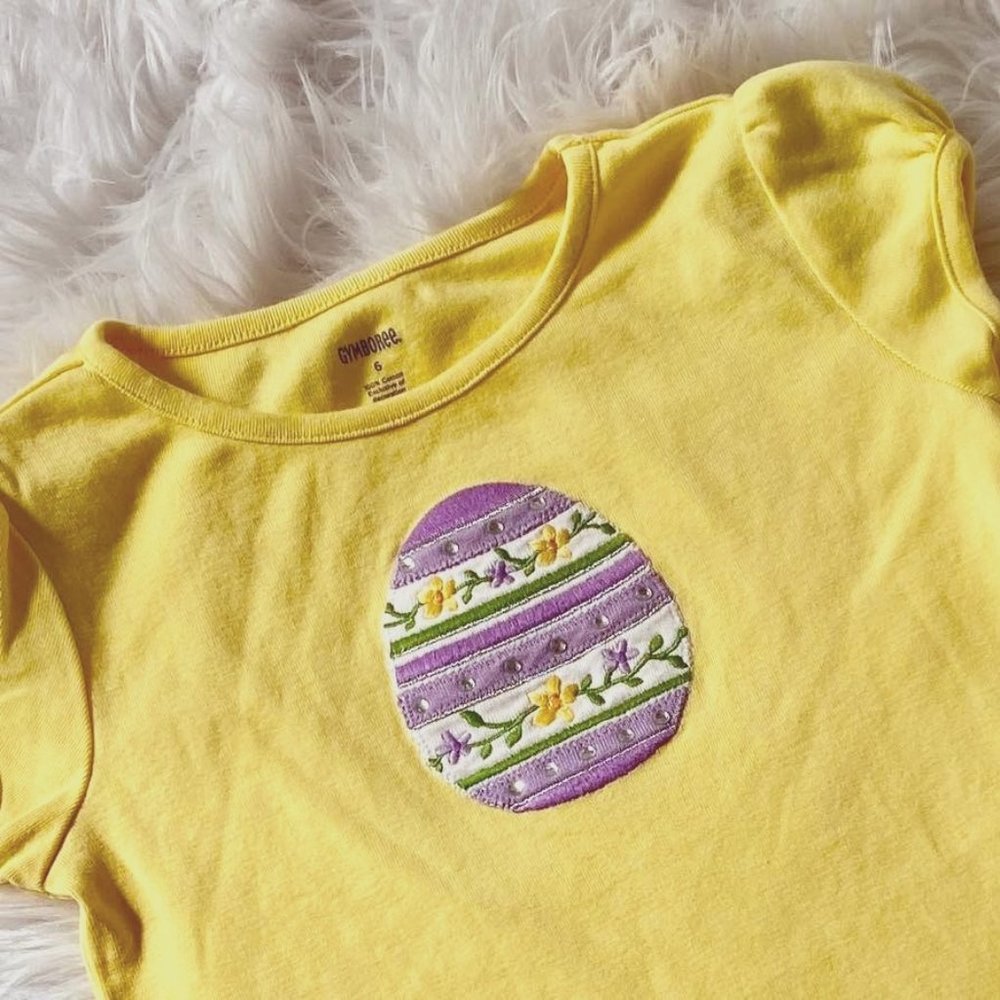 Gymboree Girls Rhinestone Easter Egg Tee Shirt Top Sz 6